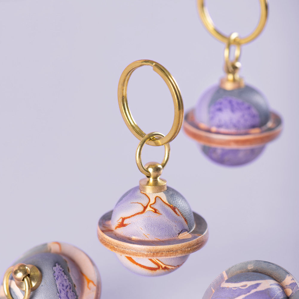 Login Planet Handmade Leather Car Keychain Ring Bell
