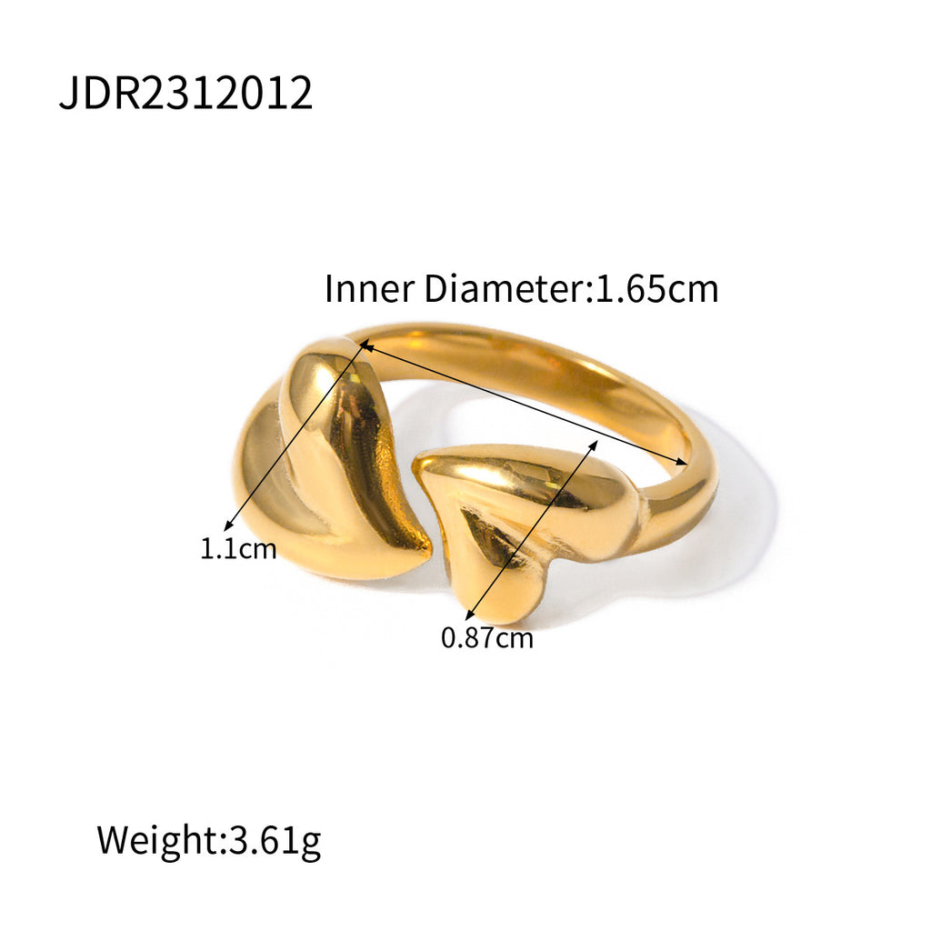 Anillos Abiertos de Acero Inoxidable con Forma de Corazón Asimétrico, Regalos de Joyería Romántica para el Día de San Valentín para Mujeres, Joyería de Moda
