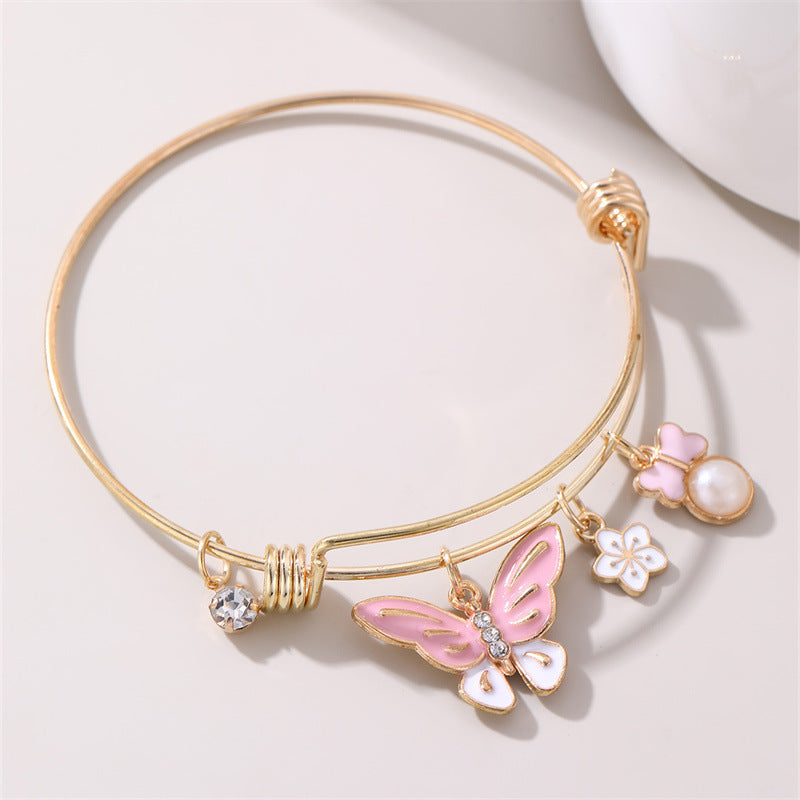 Öltropfen Schmetterling Kleine Blume Armband Schlicht