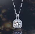 S925 Sterling Silber Mikro-intarsierter Zirkon Anhänger quadratische Diamant Schlüsselbeinkette