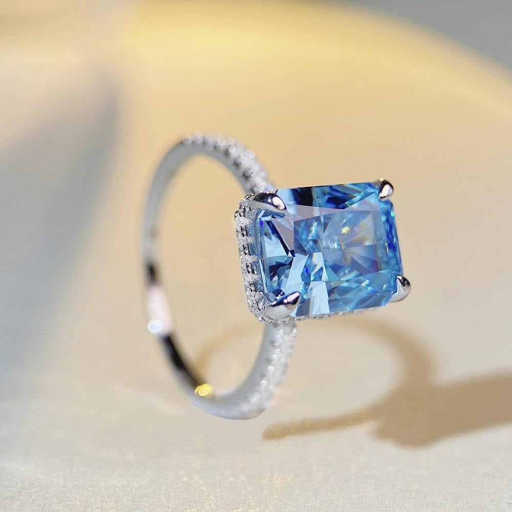 S925 Sterling Silberring Damen High Carbon Diamant