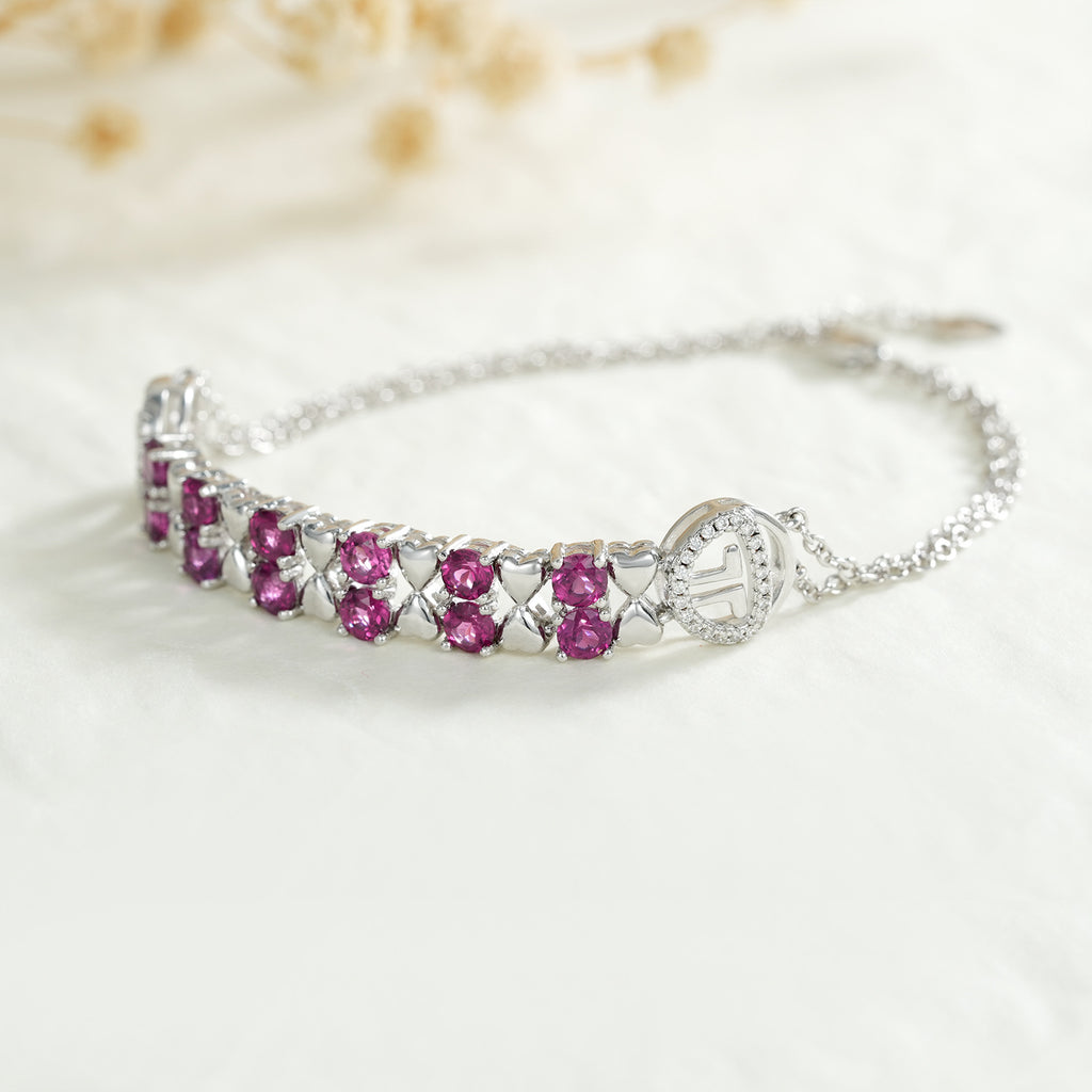 S925 Sterling Silber Lila Granat Armband Damen Mode Zirkon Leichter Luxus Schmuck