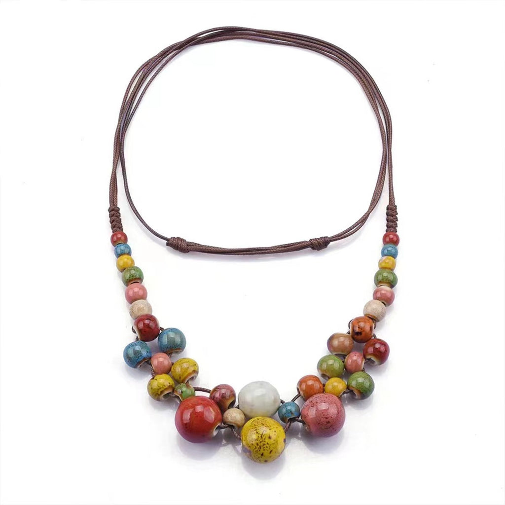Damen Nischendesign Mode Ethno-Stil Perlen Bunte Halskette