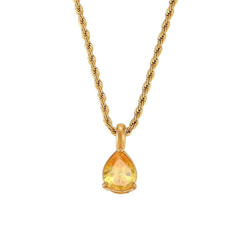 Ins Fashion Retro Stainless Steel Niche Drop Diamond Necklace