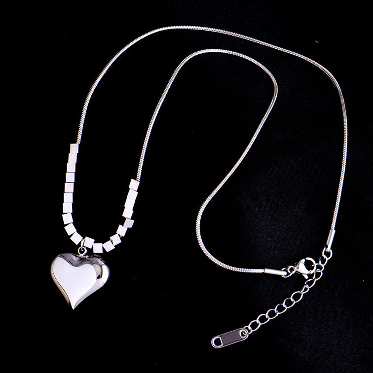 Women's Square Titanium Steel Heart Necklace