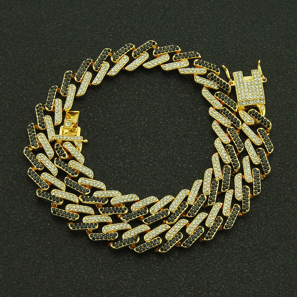 Herrenmode mit farbigen Diamanten, geometrische quadratische kubanische Halskette