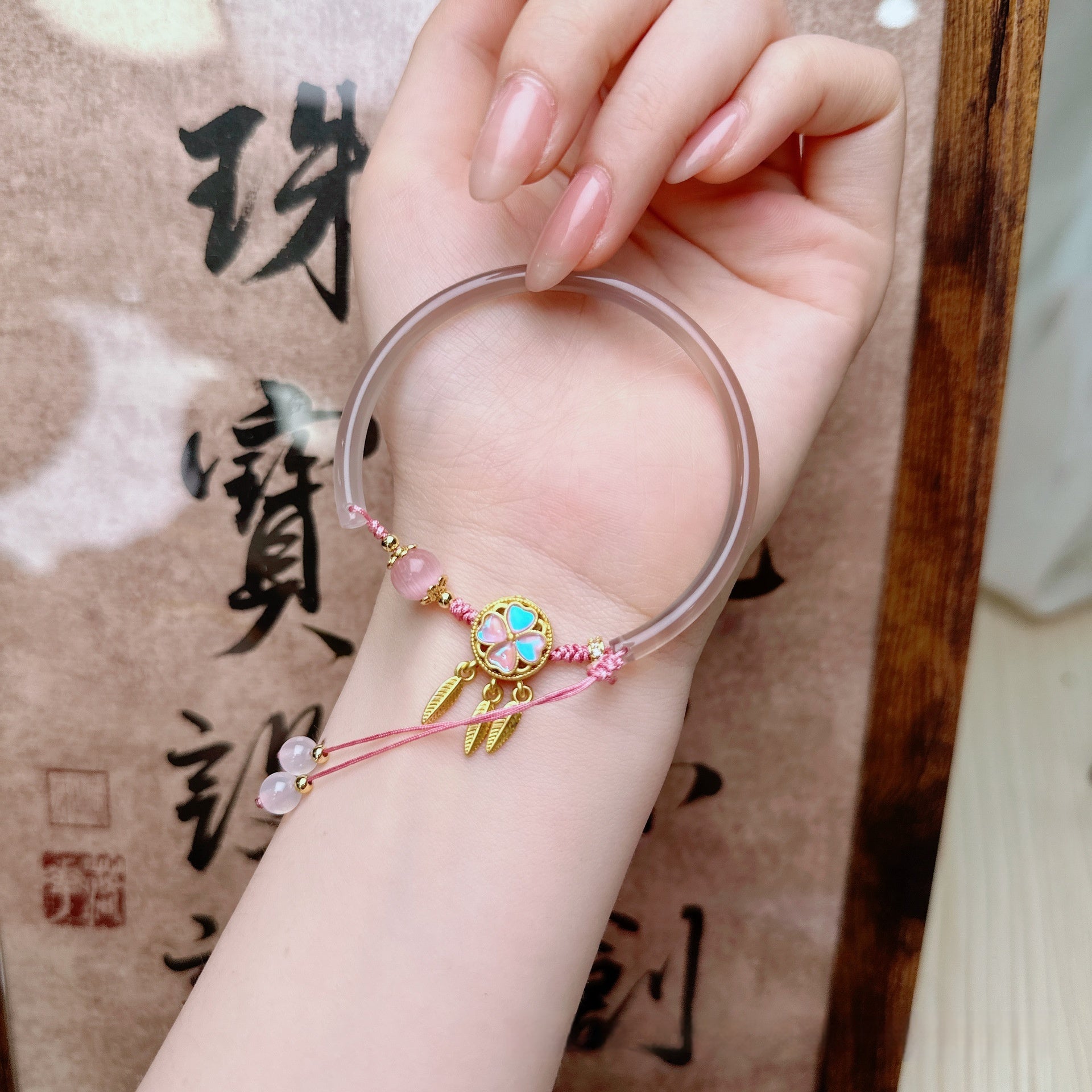 Natural Chalcedony Bracelet Dreamcatcher Original Design Bracelet