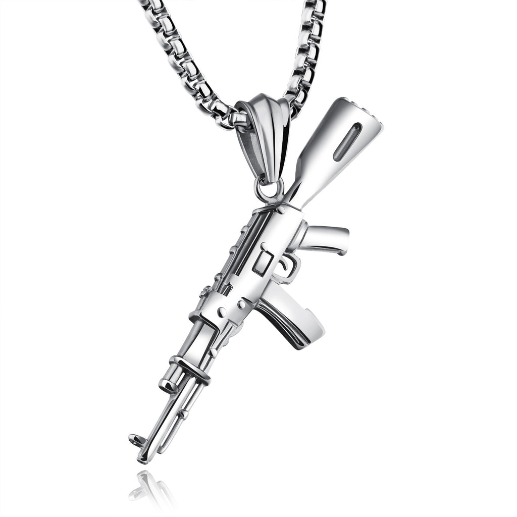 Herren AK47 Titanstahl Street Hip-Hop Dominante Edelstahl-Gewehrkette