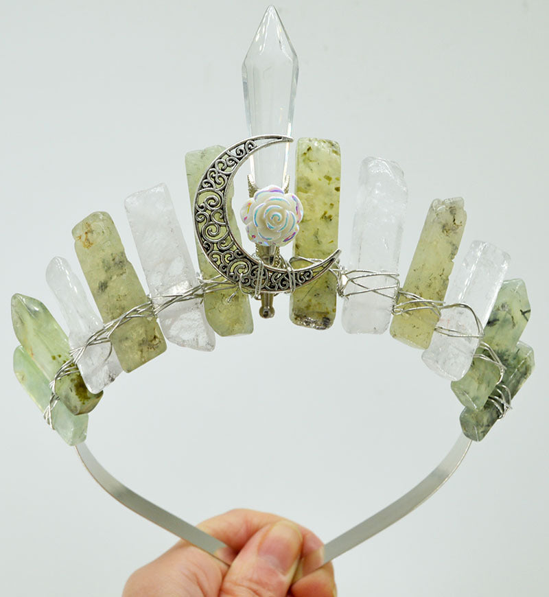 Natürliche Kristall-Säule, handgefertigte Kronen-Haaraccessoires