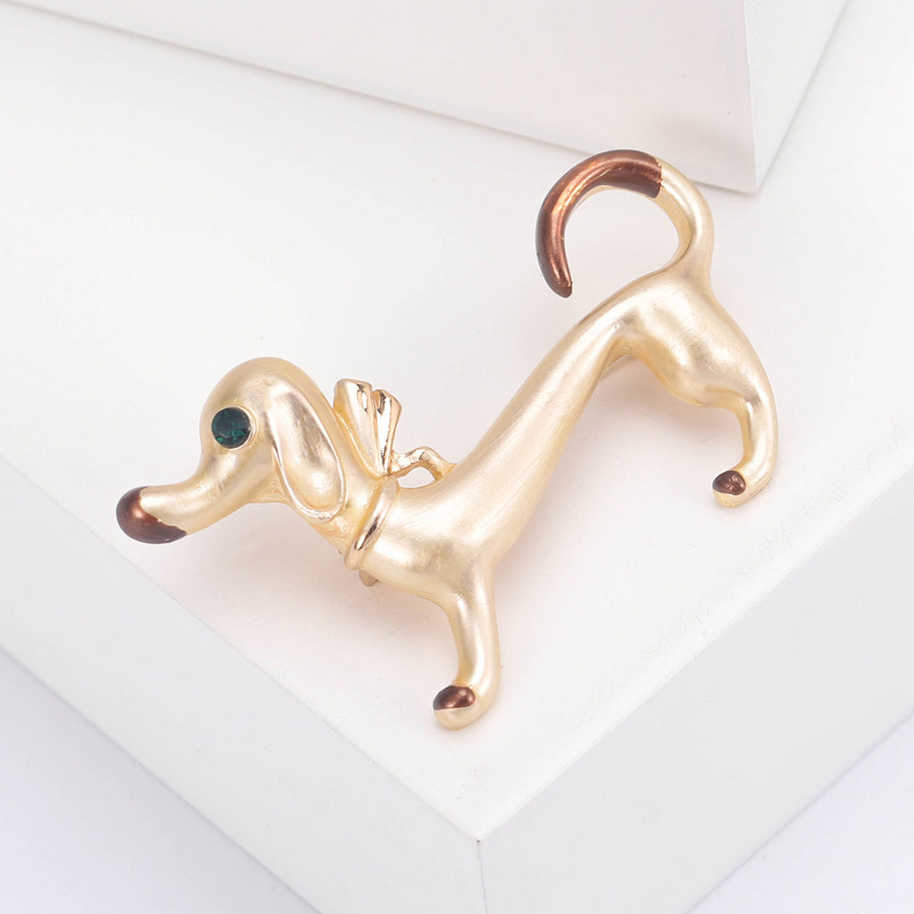 Niedliche tropfende Ölwursthund-Tiermotiv-Anstecknadel im einfachen Stil, Brosche, Ornament