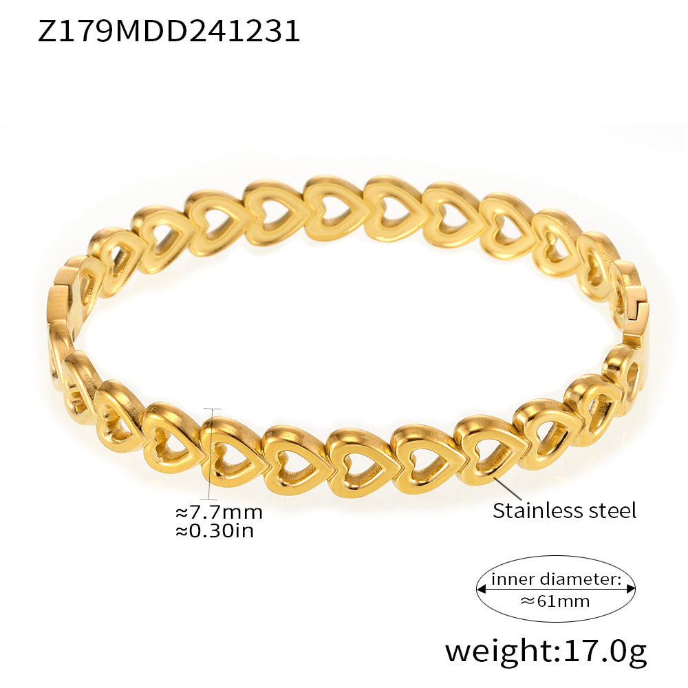 Pulsera de varias partes en forma de corazón hueco de noria que no se desvanece