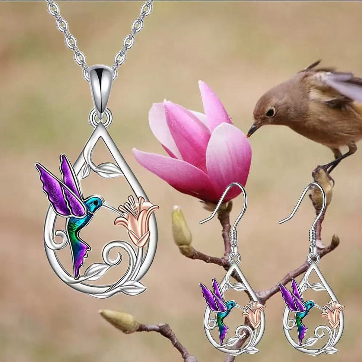 Set de Adornos de Colibrí Goteando Aceite Serie de Animales
