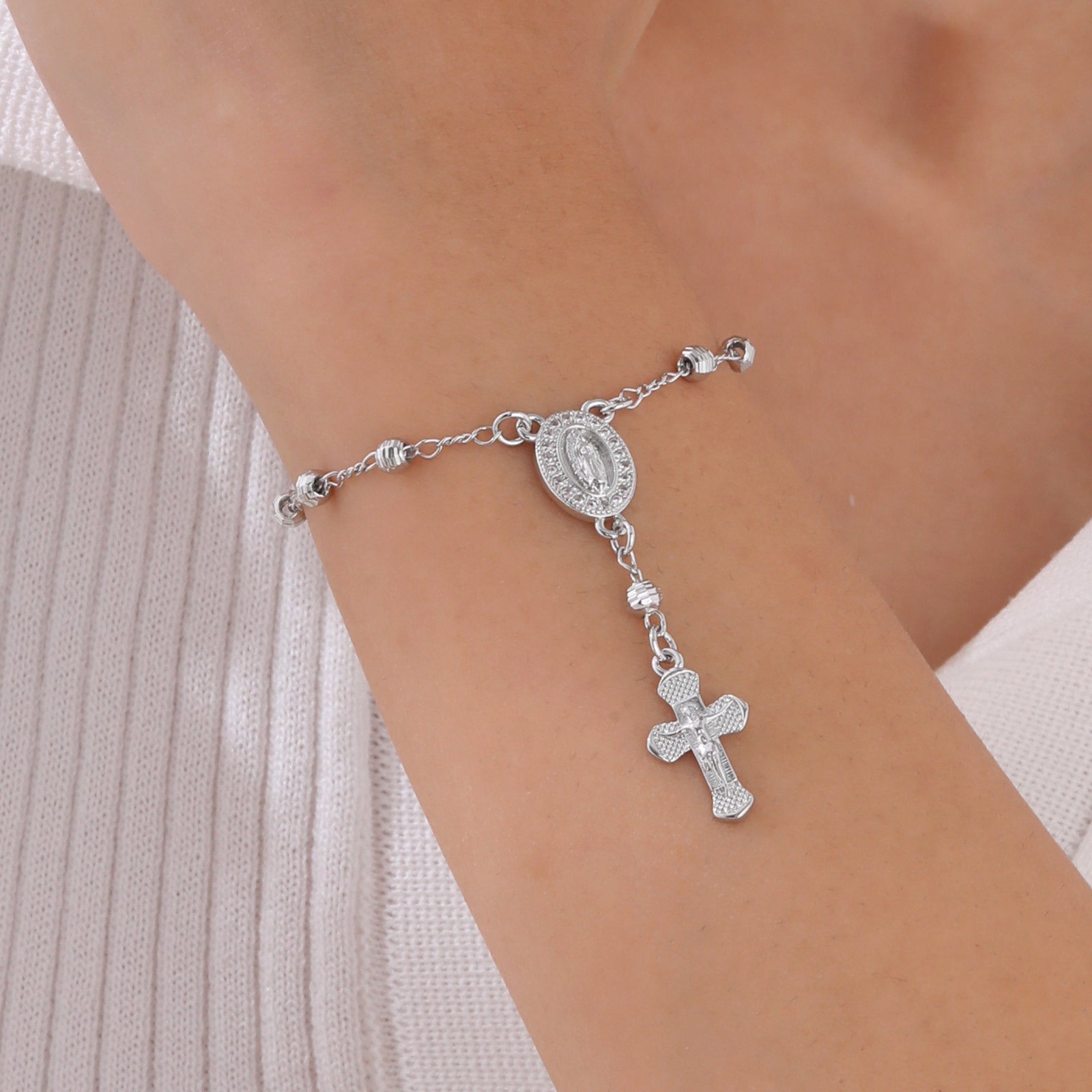 Pearl Oval Lady Cross Bracelet