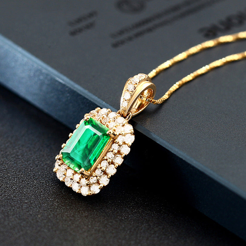 Vergoldet 18K Gelbgold Farbe Mode Smaragd Edelstein Simulation