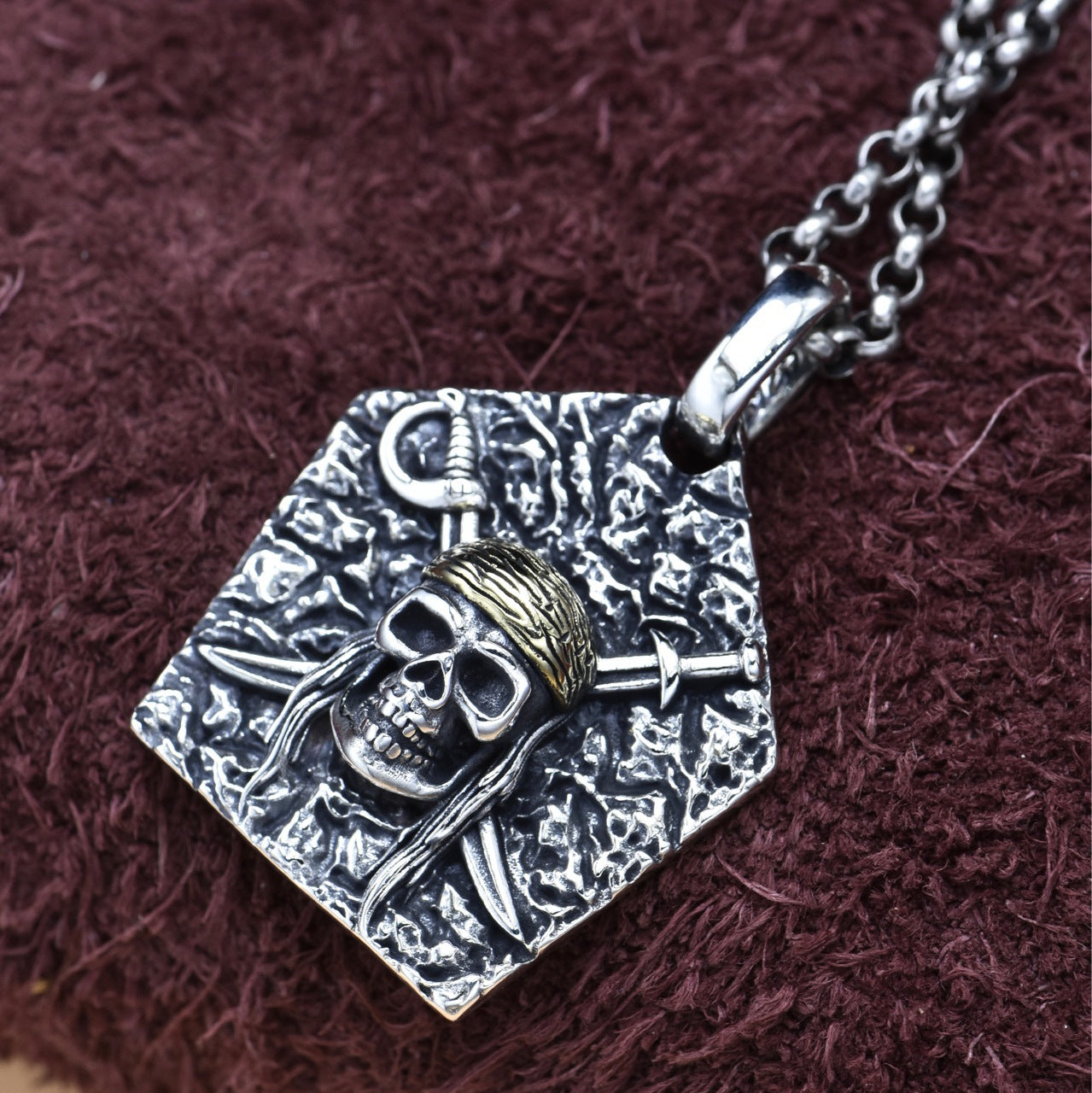 Herren S925 Sterling Silber Piratenkopf-Anhänger