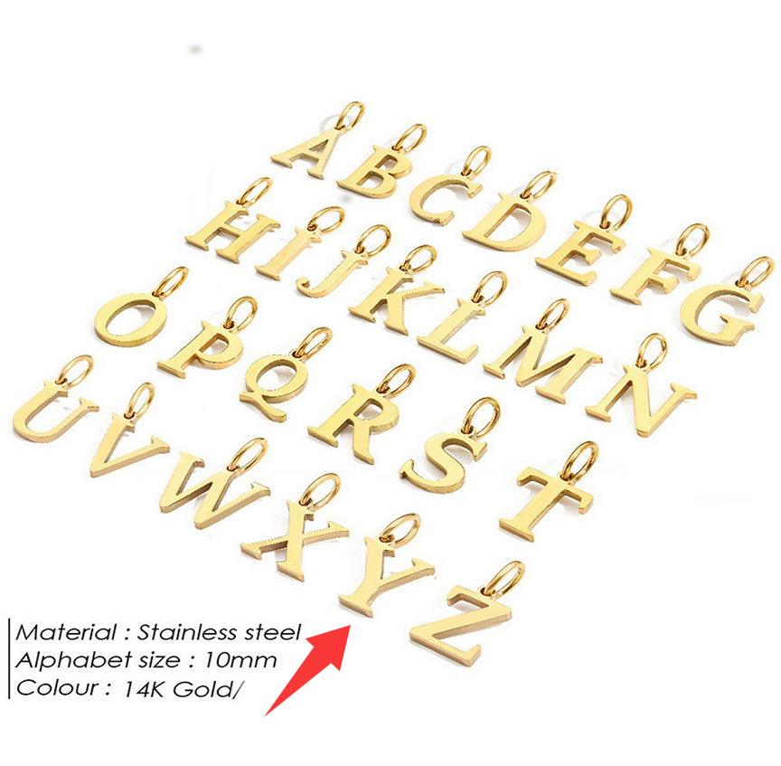 26-letter Hanging Stainless Steel Letter Necklace