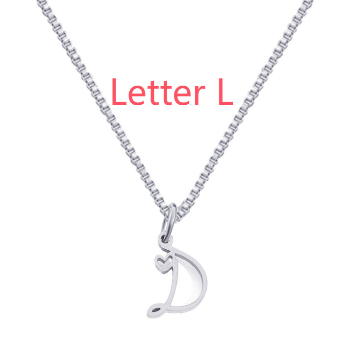 26 Love Letters Titanium Steel Pendants Necklace