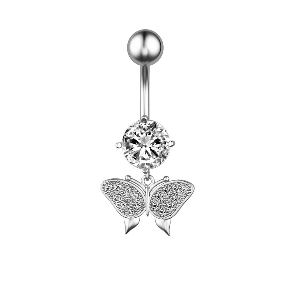 New Butterfly Zircon Belly Button Ring Belly Button Piercing Jewelry