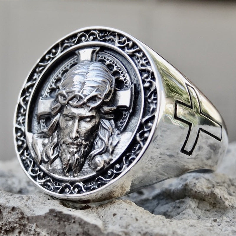 Mode Jesus Kreuz Herren Punk Ring