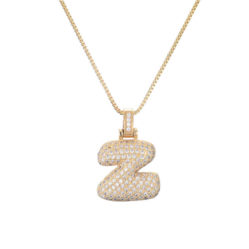 Schlüsselbeinkette Kupfer Mikro-intarsierte Zirkon 26 Buchstaben-Anhänger-Halskette für Frauen Geburtstag Schmuck Geschenke
