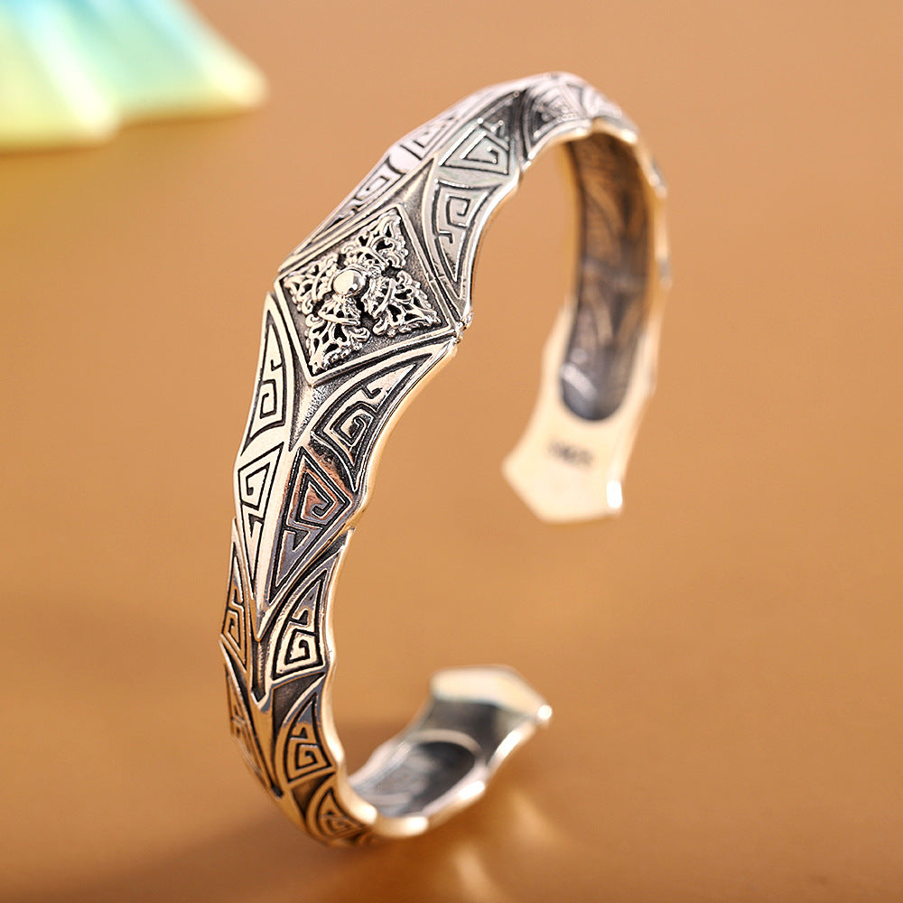 Pulsera Retro Vajra para hombre, pulsera Punk de plata, de personalidad