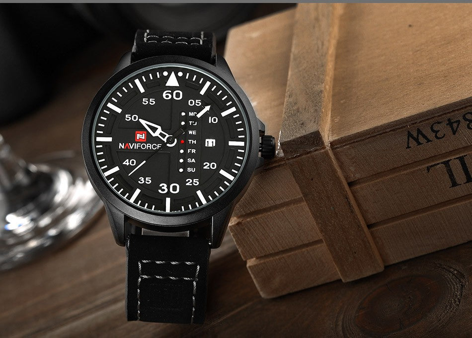 Top Luxusmarke NAVIFORCE Herren Sportuhren Herren Quarz Datum Uhr Mann Leder Armee Militär Armbanduhr Relogio Masculino