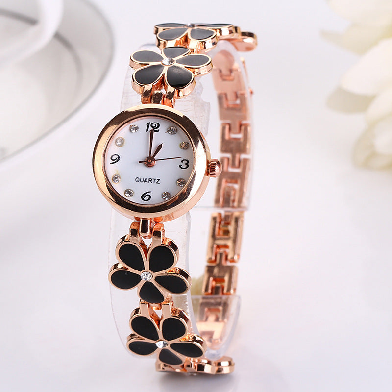 Luxus-Freizeit-Fashion-Armband Blumenriemen-Uhr