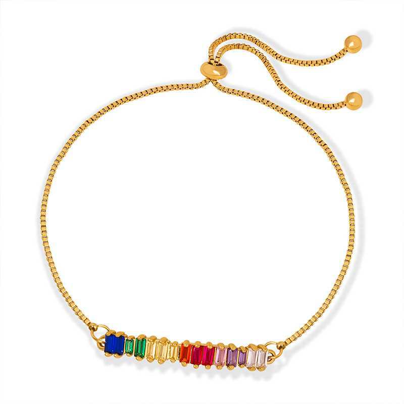 Inlaid Zirconium Rectangular Adjustable Bracelet