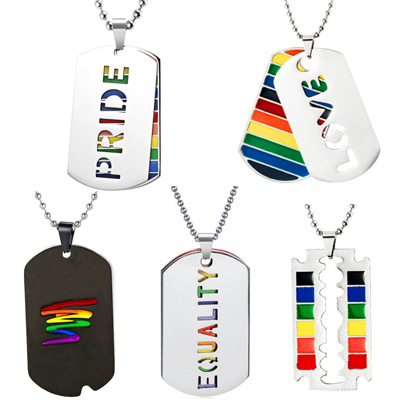 LGBT Pride Regenbogen Doppelschichtiger Edelstahl-Anhänger Halskette Homosexuell Lesbisch Bisexuell Transgender Gleichheit Schmuck