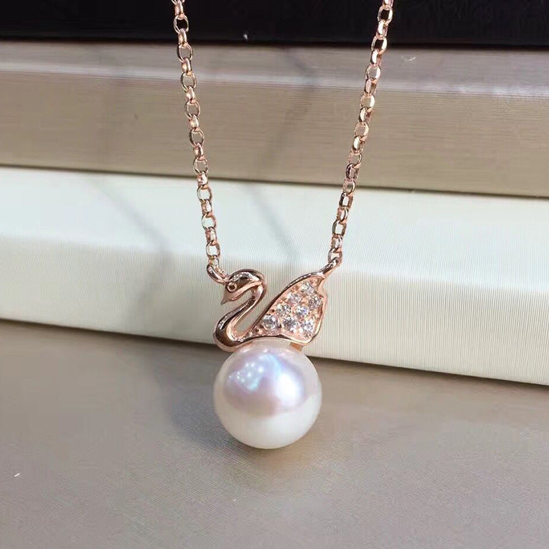 S925 Silber Süßwasserperlen Schwan Ohrringe