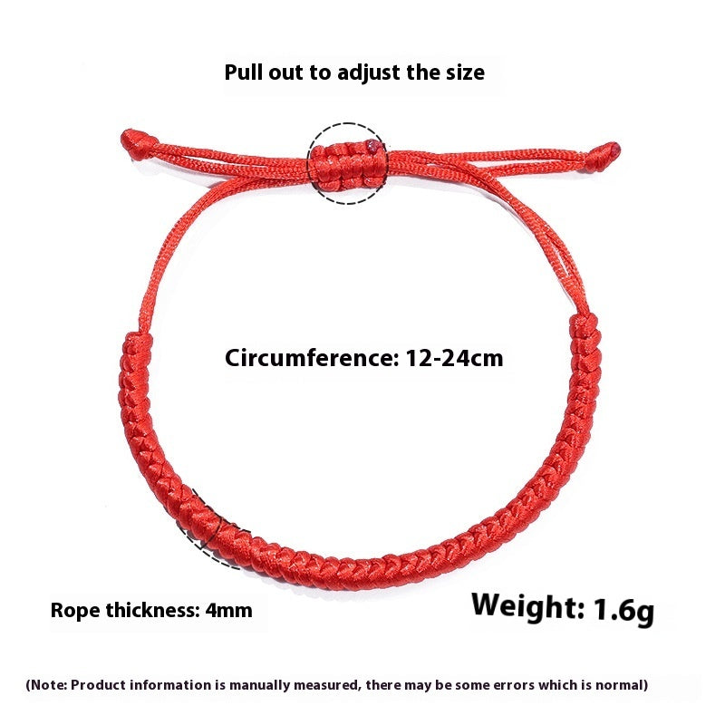 Solid Color Dorje Knot Red Rope Hand-woven Adjustable Length