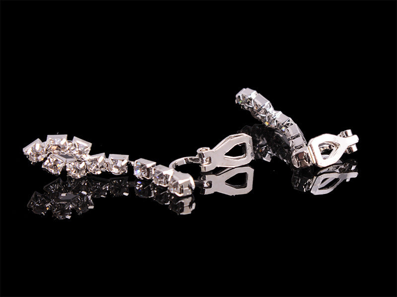 Juego de collar de 4 piezas con diamantes de imitación, pendientes, anillo y pulsera, joyería de moda para mujer