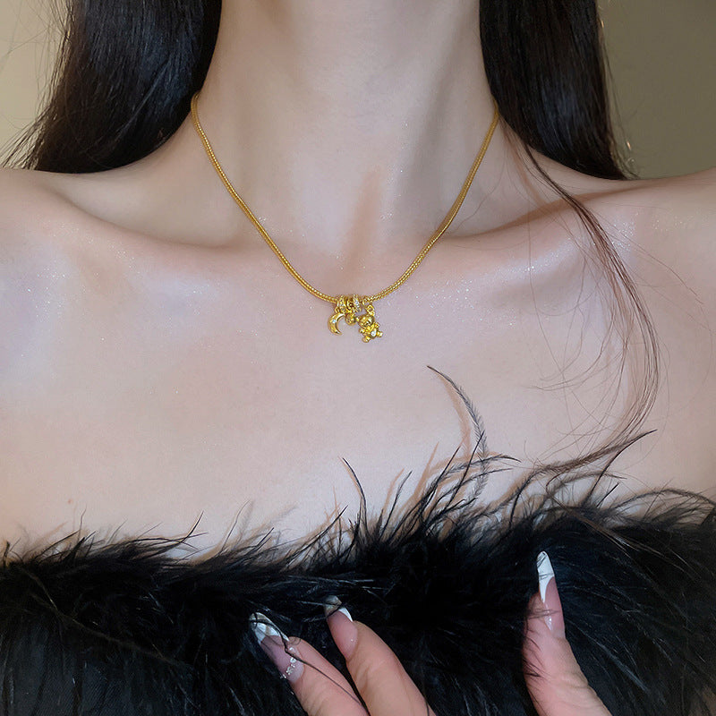 Moon Bear Pendant Gold-plated Necklace