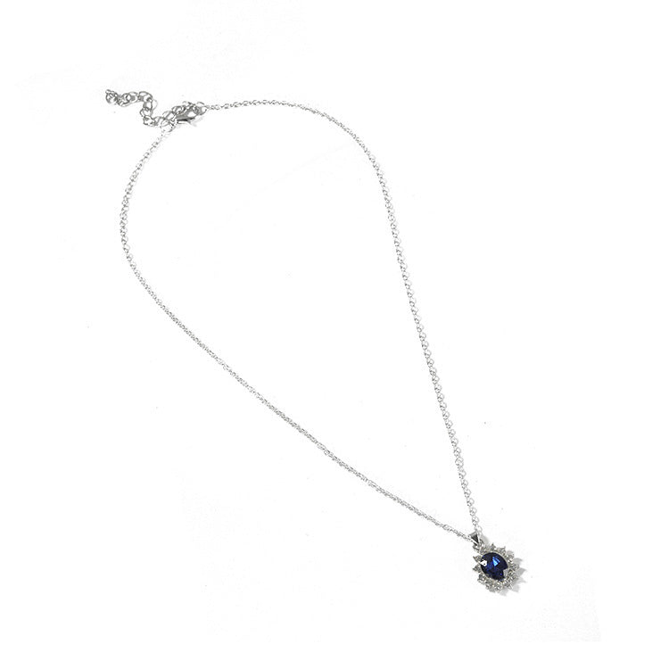 Saphir-Halskette Anzug Mode SONNENBLUME Zirkon-Ohrstecker