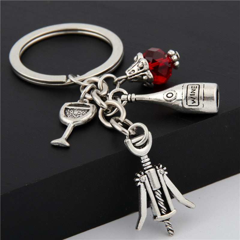 Llavero sacacorchos de metal creativo para amantes del vino