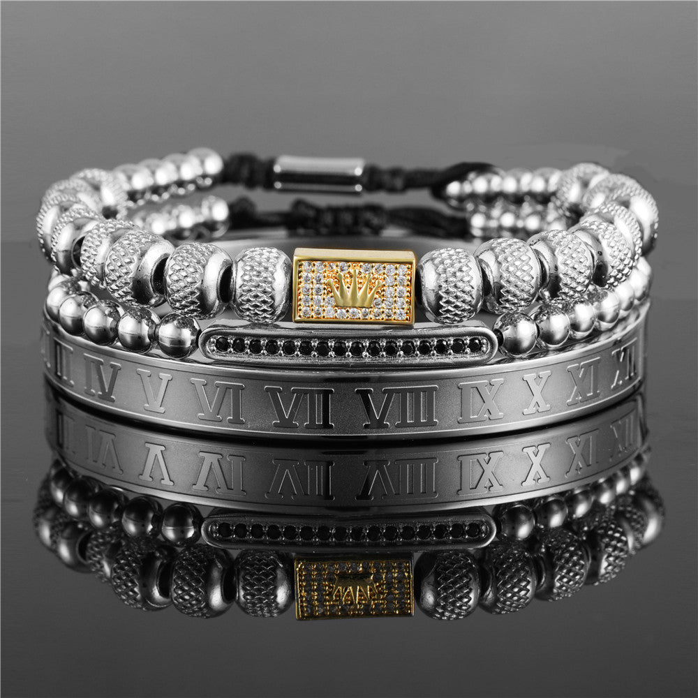 Pulsera Trenzada con Corona Vintage