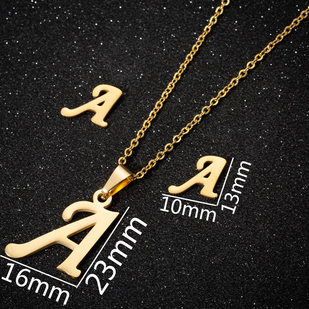 Edelstahl 26 Buchstaben Anhänger-Halsketten-Set