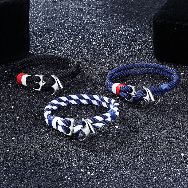 Hochwertige Ankerarmbänder Herren Charm Nautical Survival Rope Chain Paracord Armband männlich Wrap Metall Sport Haken