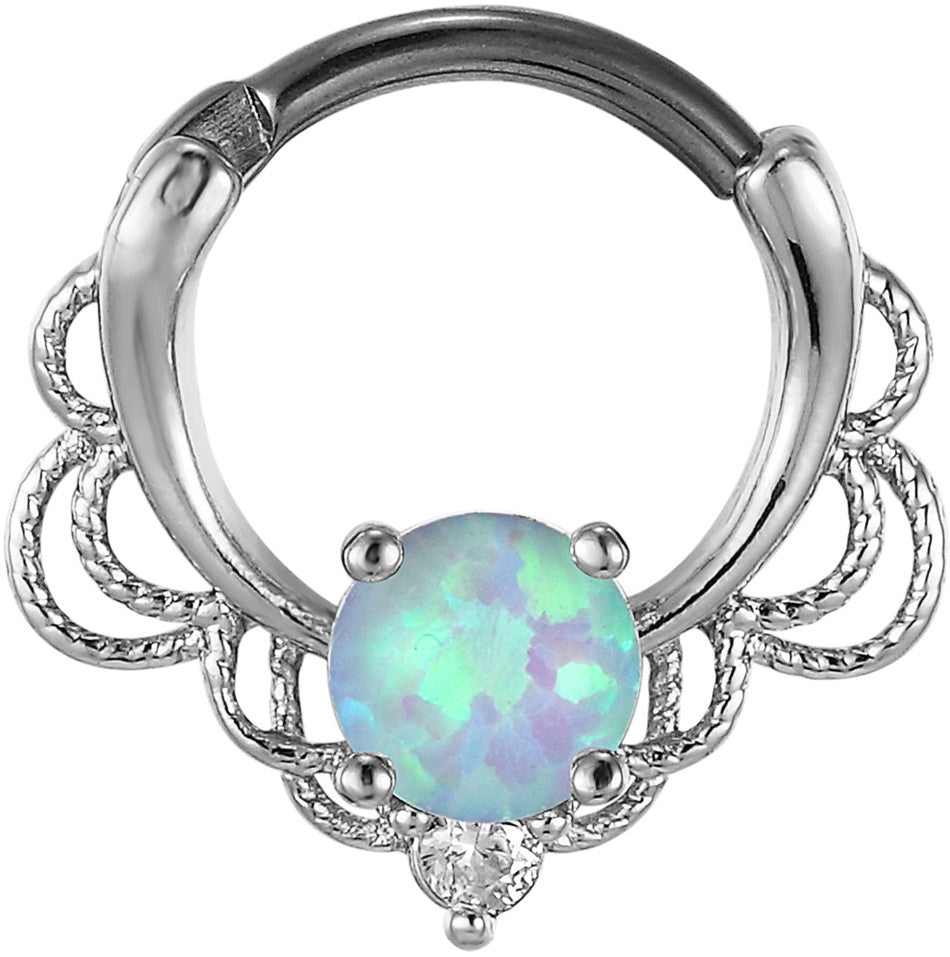 Anillo de nariz de ópalo de acero inoxidable