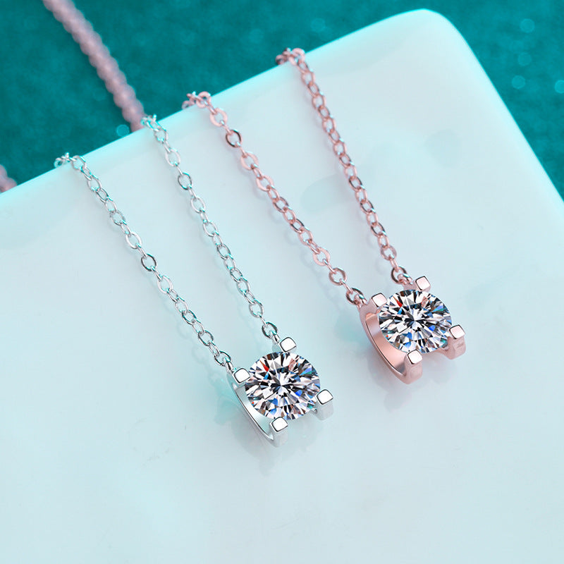 S925 Sterling-Silber Moissanit-Halskette