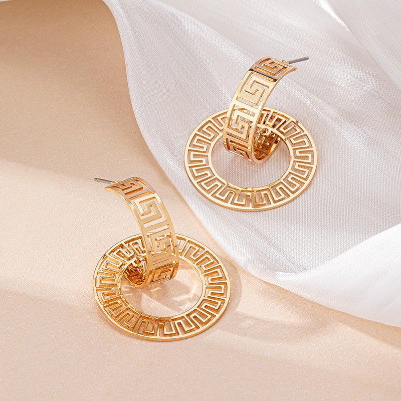 Geometrische Schlaufenkragen-Ohrringe Ring Armband Damen Schmuck Modeschmuck Set