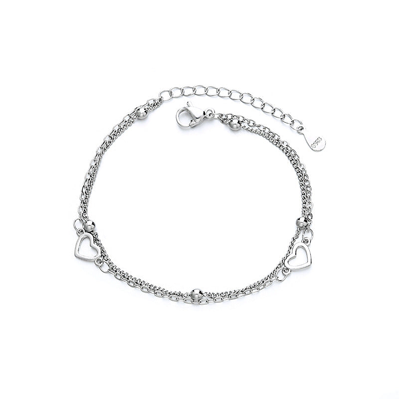 Double-layer Hollow-out Heart Bracelet Women's Fashion Temperament