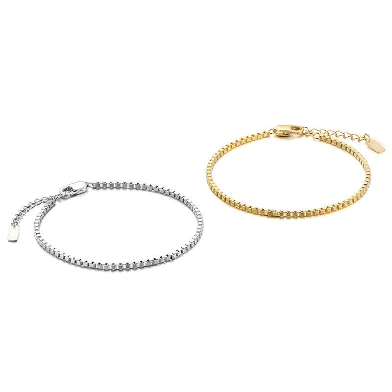Stainless Steel Box Chain Simple Minority All-match