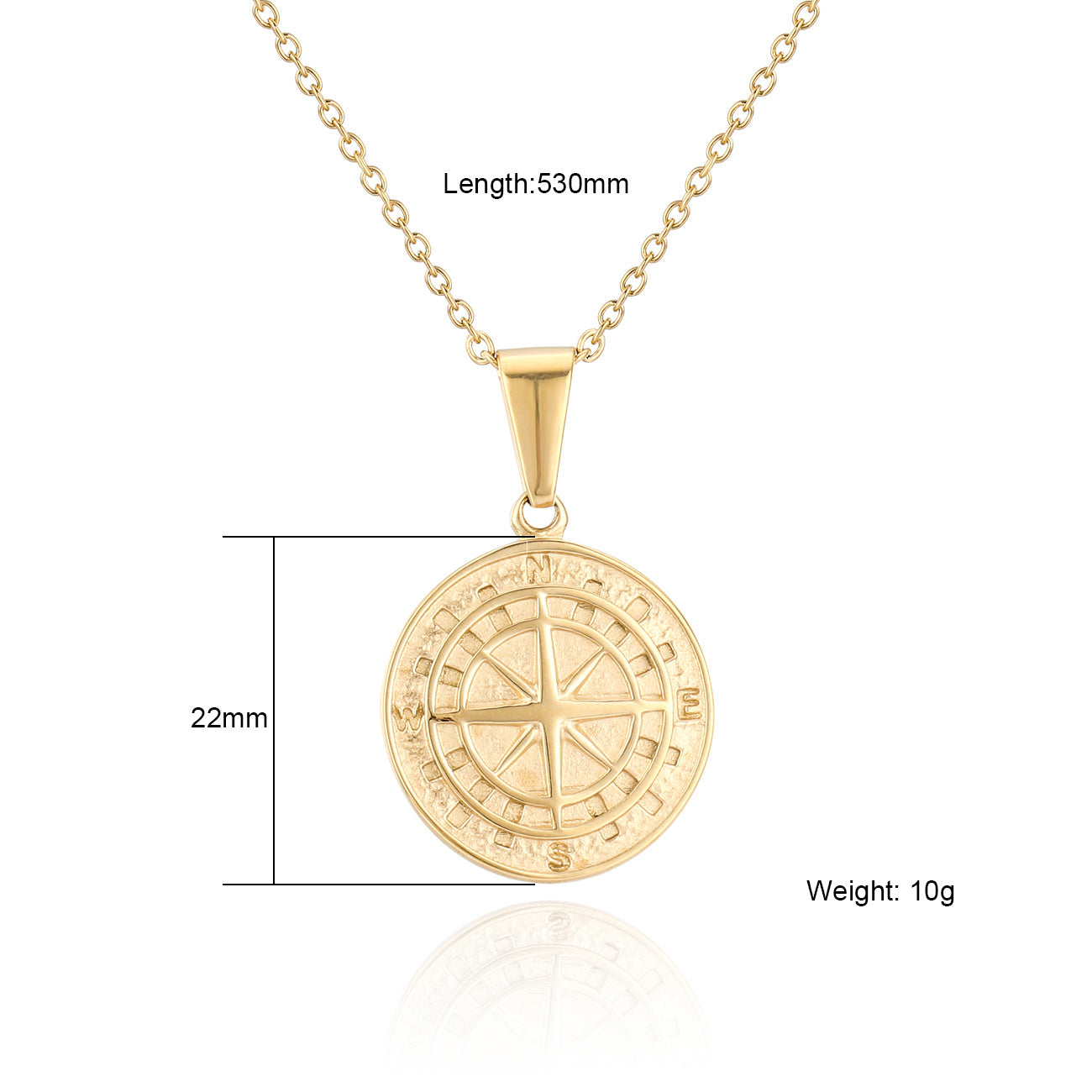 Stainless Steel Compass Compass Hip Hop Pendant Necklace