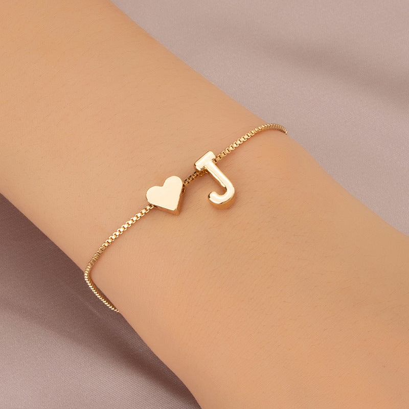 Bracelet Heart-shaped English Letters