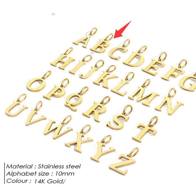 26-letter Hanging Stainless Steel Letter Necklace