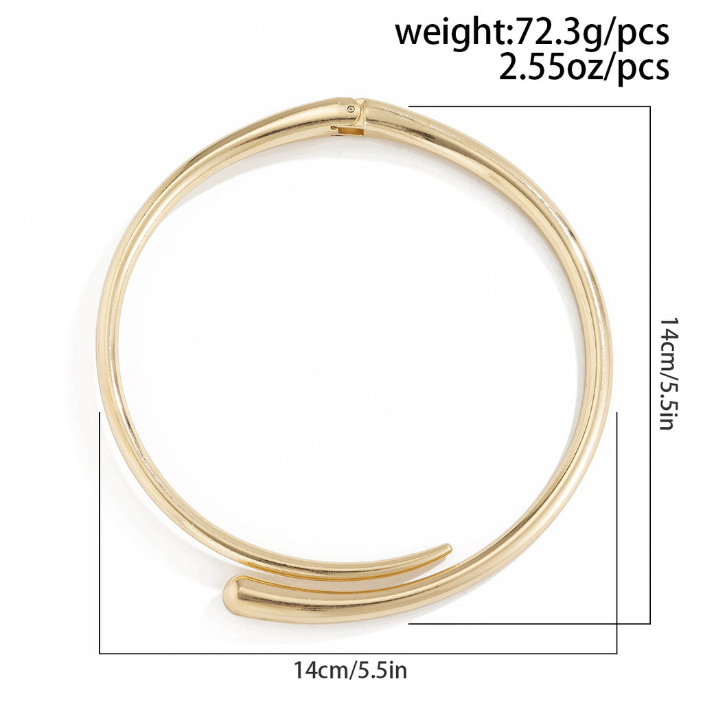 Geometrischer glänzender Metall-Armreif mit Federöffnung, einfache Halskette, Choker