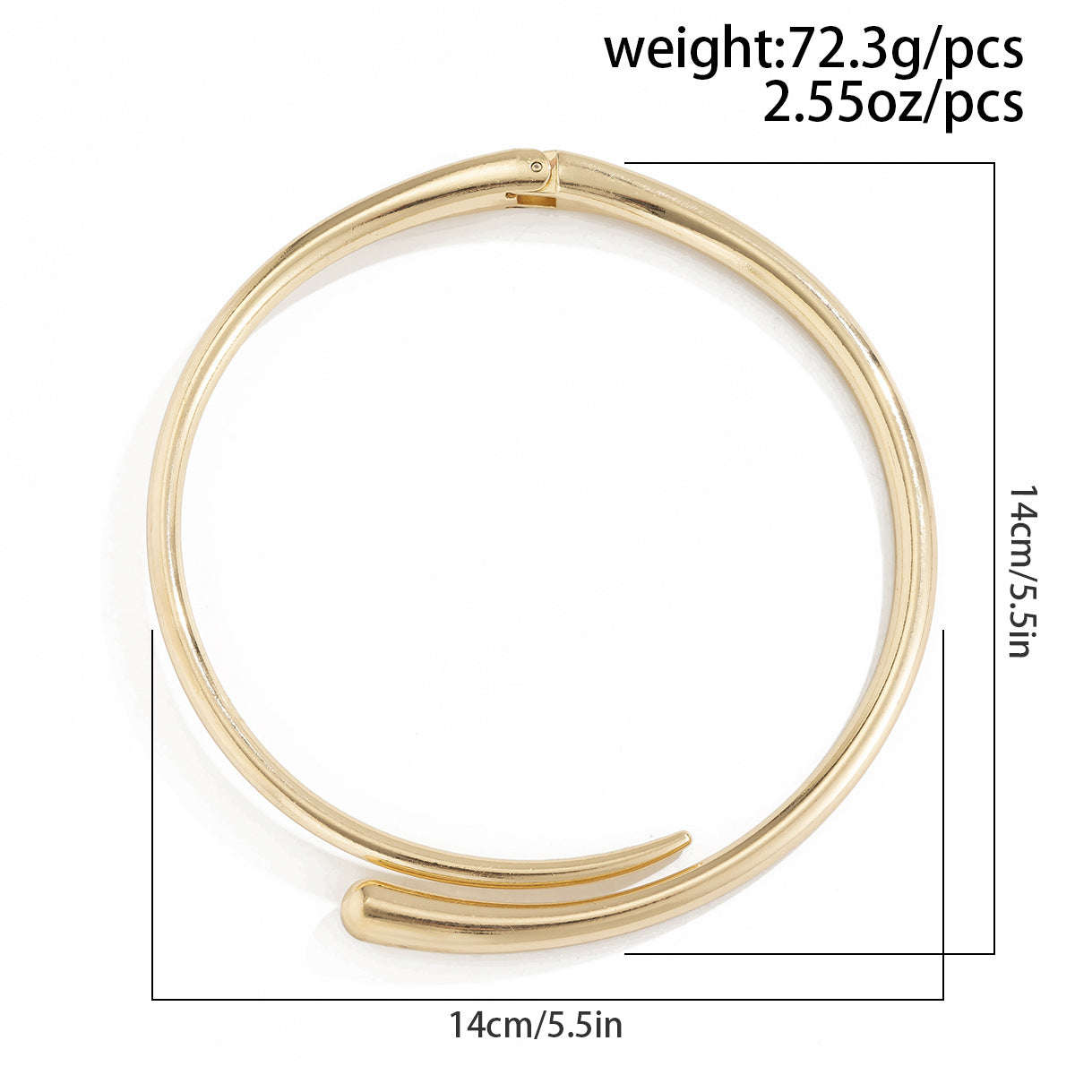 Geometrischer glänzender Metall-Armreif mit Federöffnung, einfache Halskette, Choker