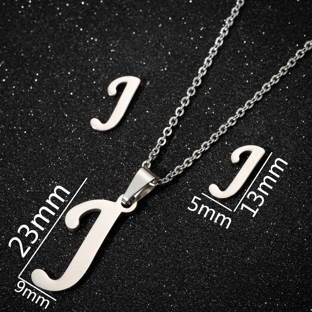 Edelstahl 26 Buchstaben Anhänger-Halsketten-Set