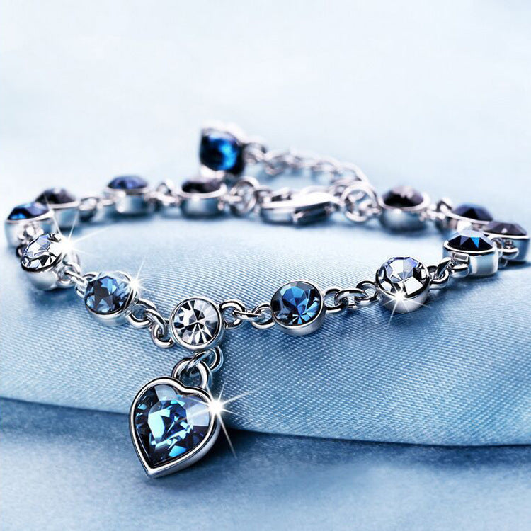Pulsera de Cristal Corazón del Océano Joyería de Moda